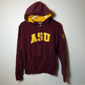 Arizona State Sun Devils Full Zip Hoodie Women’s L Maroon Gold Sweatshirt Jacket